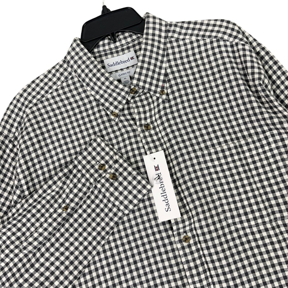 Saddlebred Gingham Plaid Button Down Shirt Office Business Casual‎ Mens XL